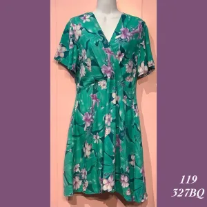 119 - 327BQ, Sleeved cross front dress with back zipper and pockets