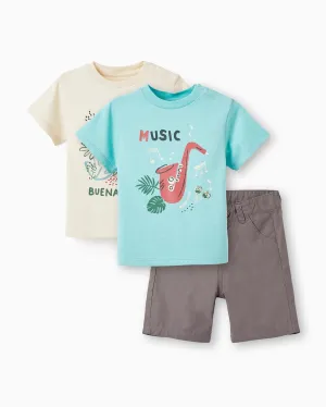 2 T-shirts   Shorts for Baby Boys 'Buena Vista', Multicolour