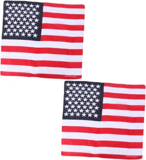 2pcs Patriotic Scarf Stylish Flag Print Headband Hair Tie Versatile Neck Scarf for Outdoor Activities Accessories