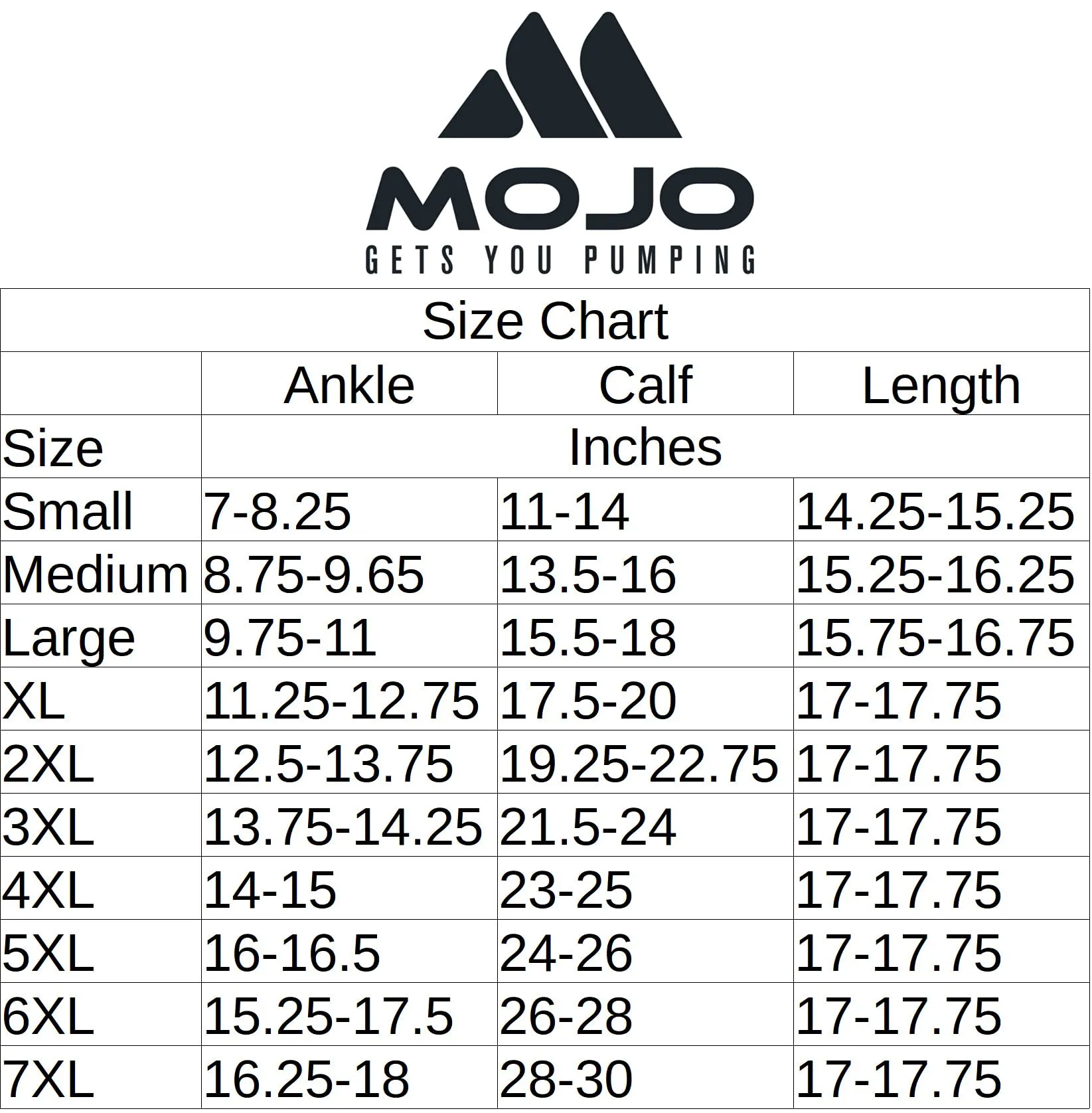 2XL Mojo Compression Sleeves for Extra Wide Calves - Women and Men - 20-30mHg Black XXL XX-Large