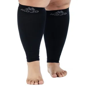 2XL Mojo Compression Sleeves for Extra Wide Calves - Women and Men - 20-30mHg Black XXL XX-Large