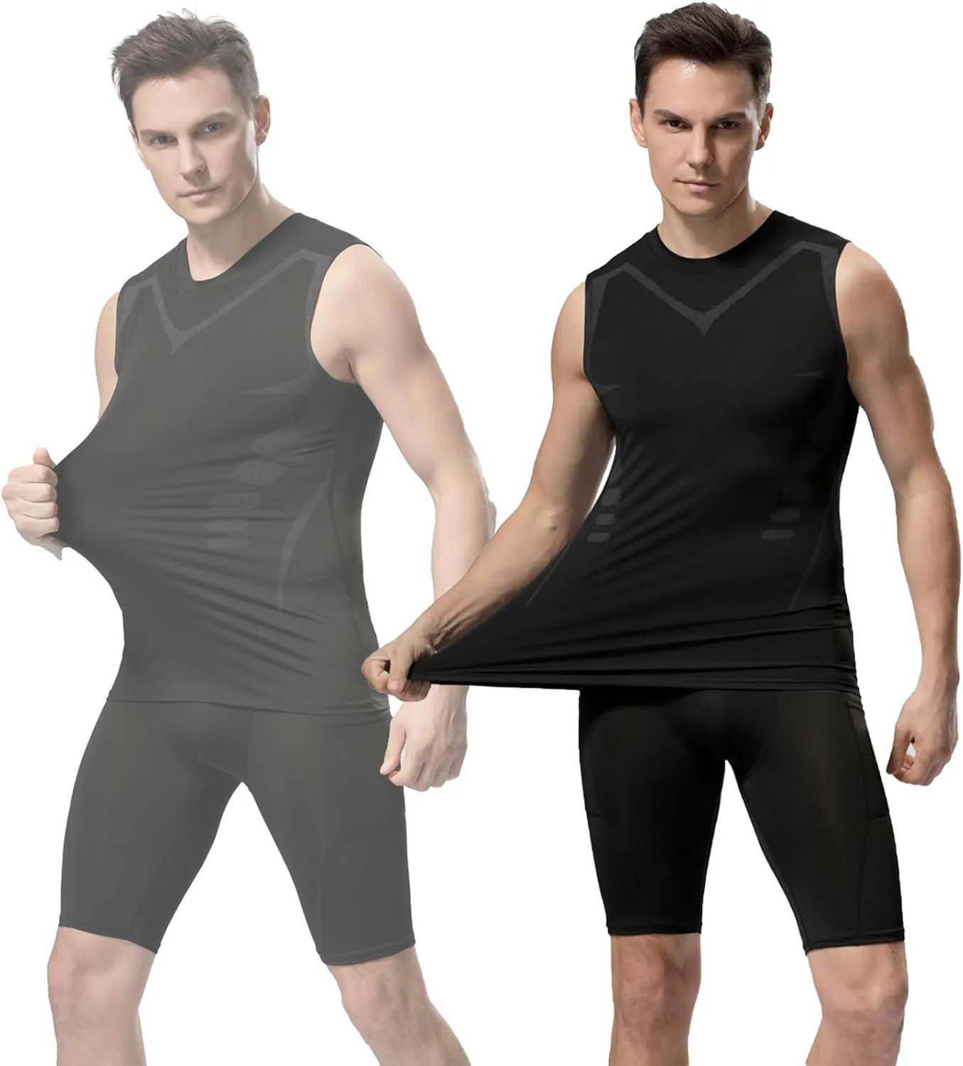 3 or 5 Pack Body Shaper Mens Compression Shirts Short Sleeve Cool Dry Sports Athletic Workout Base Layer Tank Top Shapewear