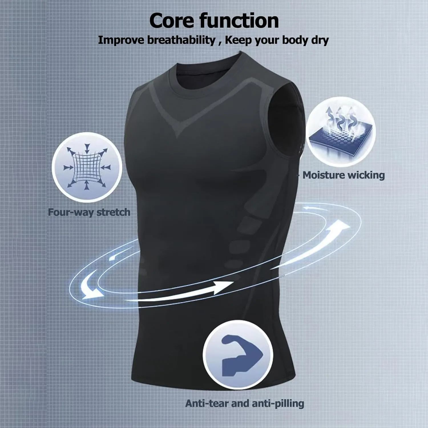 3 or 5 Pack Body Shaper Mens Compression Shirts Short Sleeve Cool Dry Sports Athletic Workout Base Layer Tank Top Shapewear