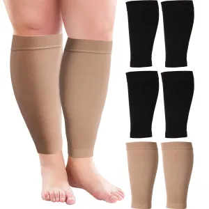 3 Pairs 20 Inches XXXL Wide Plus Size Calf Compression Socks for Circulation Compression Long Legs Sleeves 20 - 30 mmHg Calf Muscle Compression Sleeve for Women Men
