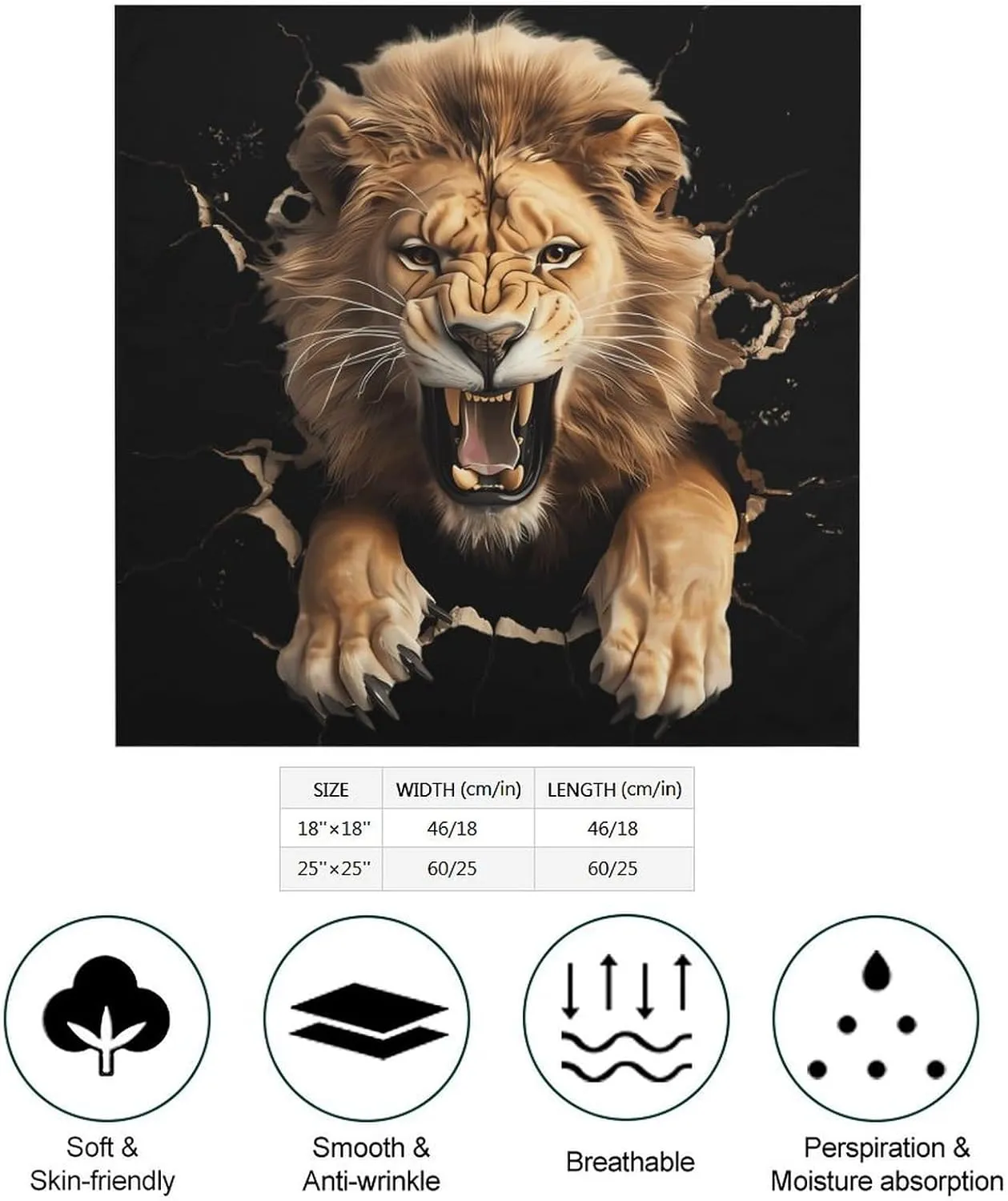 3D Lion Square Head Scarves Cute Funny Hair Scarf Kerchief Neckerchief Headband Neck Wraps