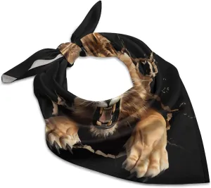 3D Lion Square Head Scarves Cute Funny Hair Scarf Kerchief Neckerchief Headband Neck Wraps