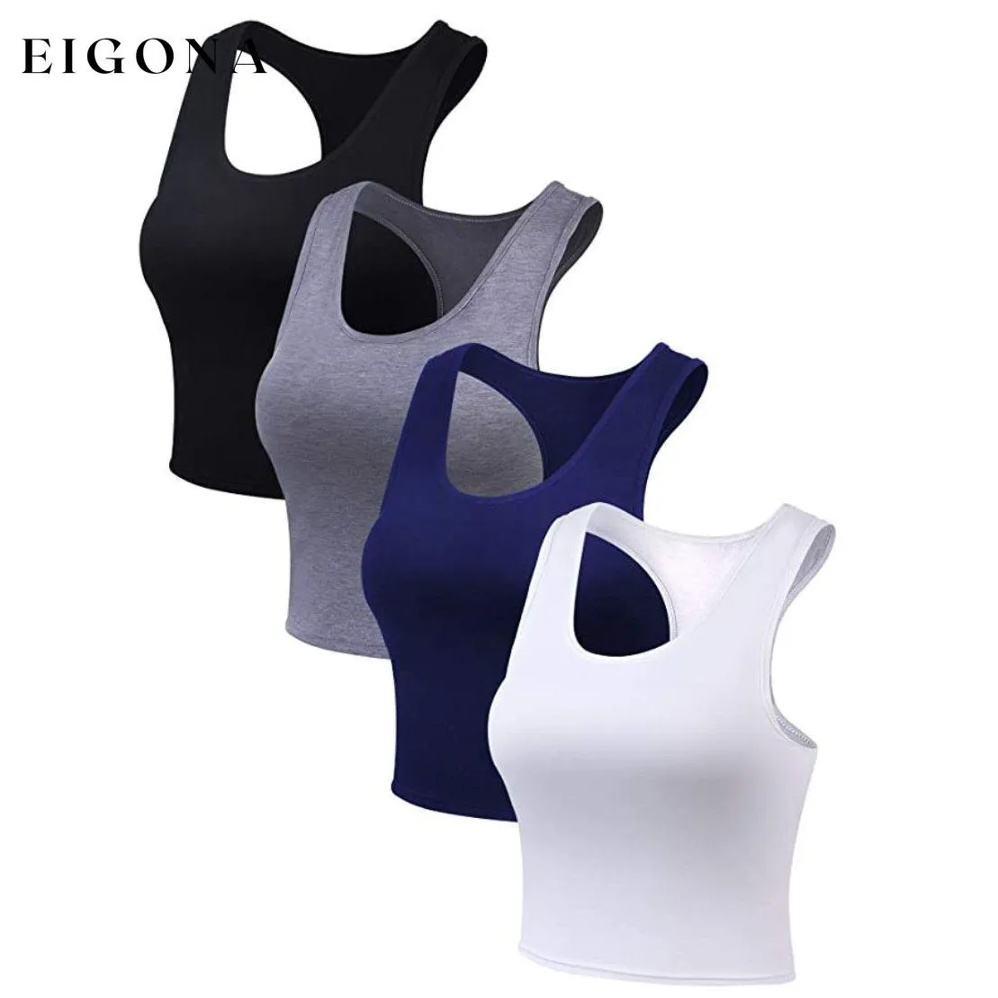 4-Pack: Women's Crop Sleeveless Racerback Tank Tops