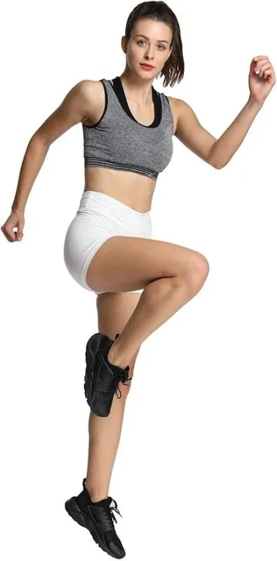 4How Women's High Waisted Yoga Gym Shorts Black Hot Pants Workout Running Cycling Sports Shorts