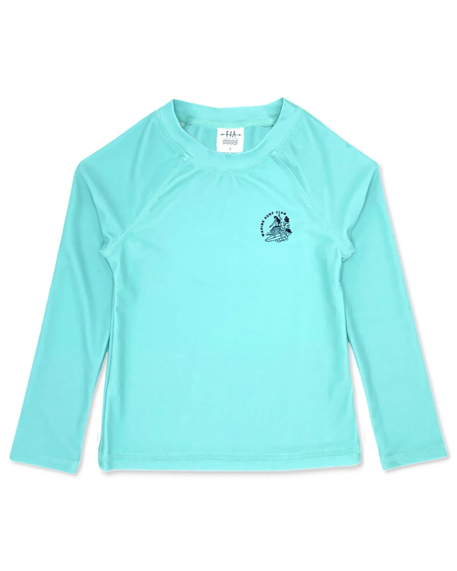 4yrs, 5yrs, 6yrs Wahine Long Sleeve Rash Guard Top in Beach Glass