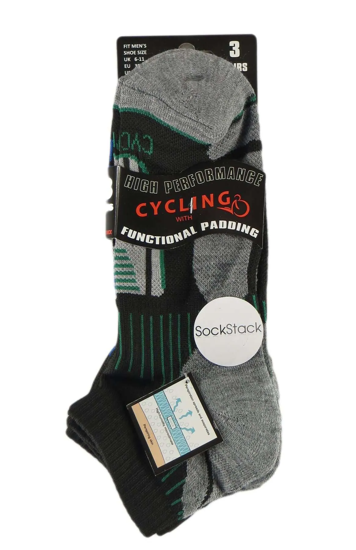 6 Pairs Mens Athletic Low-Cut Trainer Sport Socks for Running Cycling Gym Compression Moisture-Wicking with Arch Support by Sock Stack
