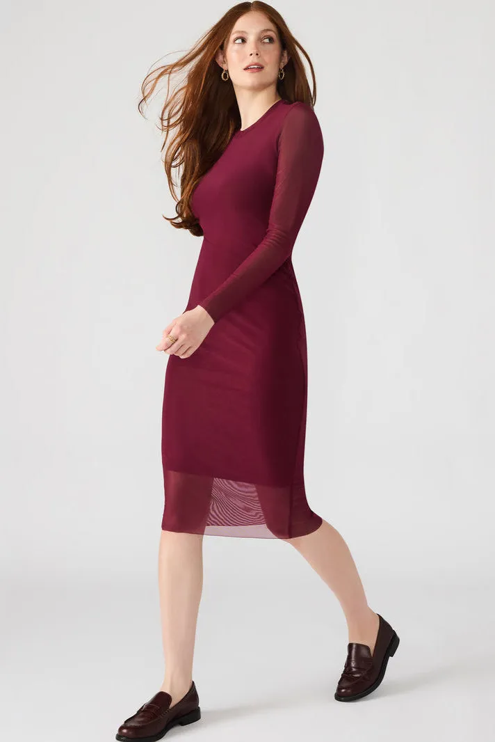 Hailee Dress in Wine Vibrant Look