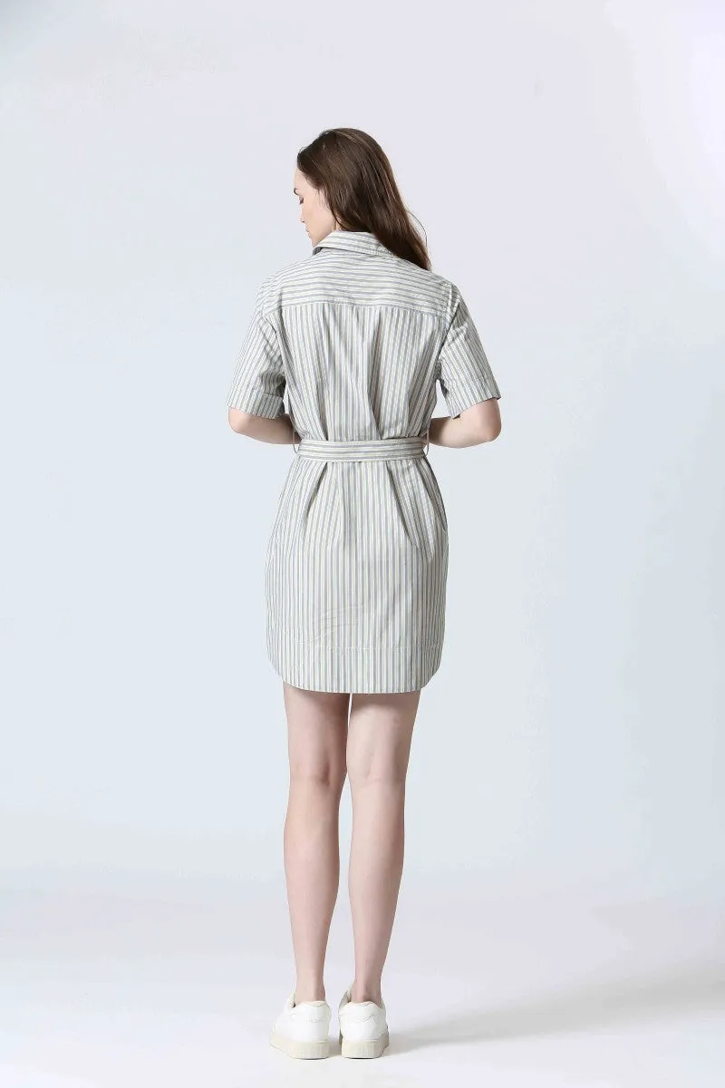 Day Chic STRIPED BUTTON FRONT DRESS