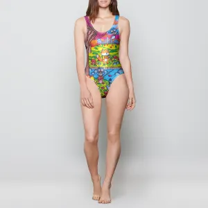 A Wonderful Fall One-Piece Foil Swimsuit