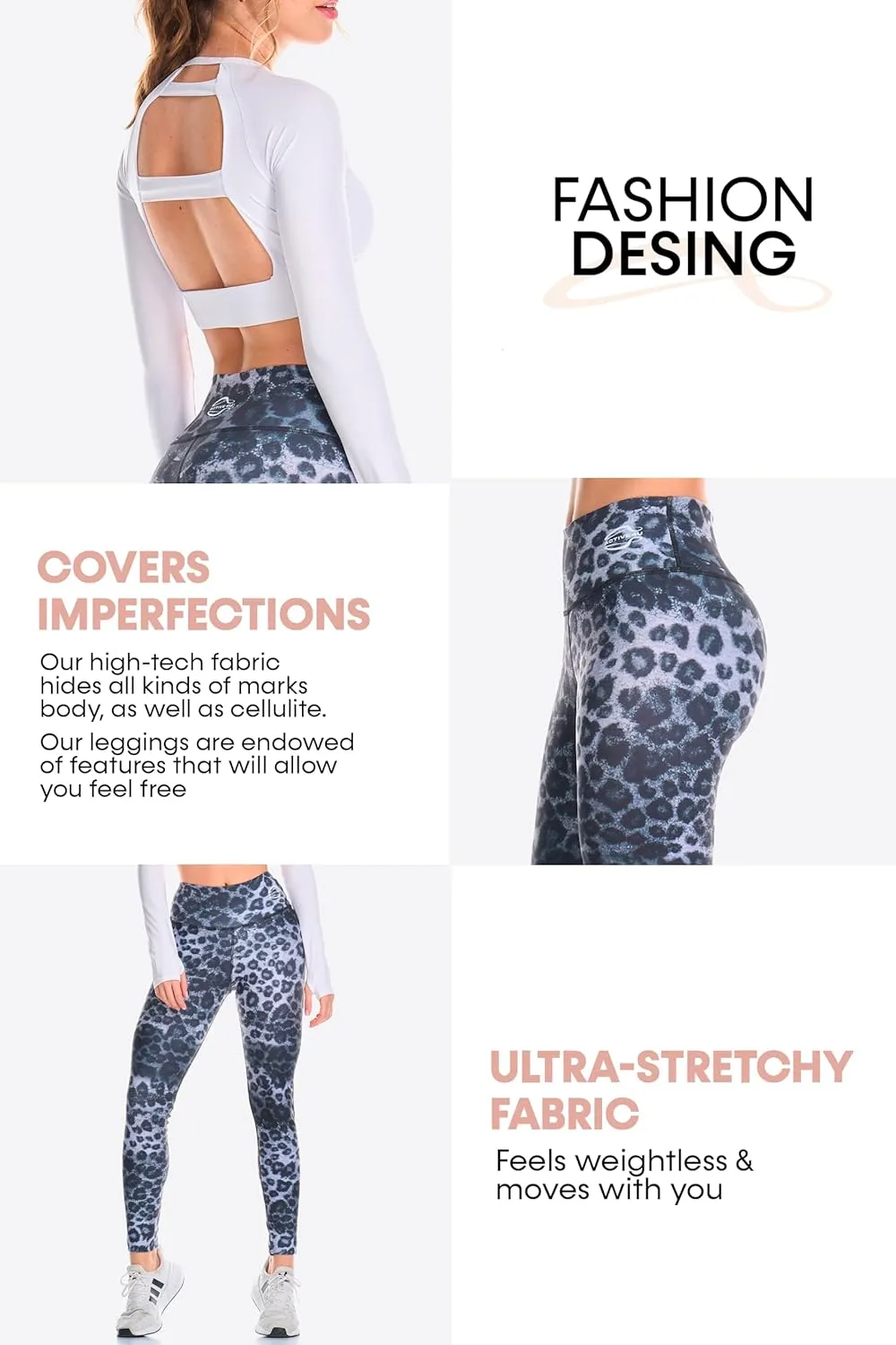 A4U Workout Leggings for Women Activewear Pants Printed Compression Pants