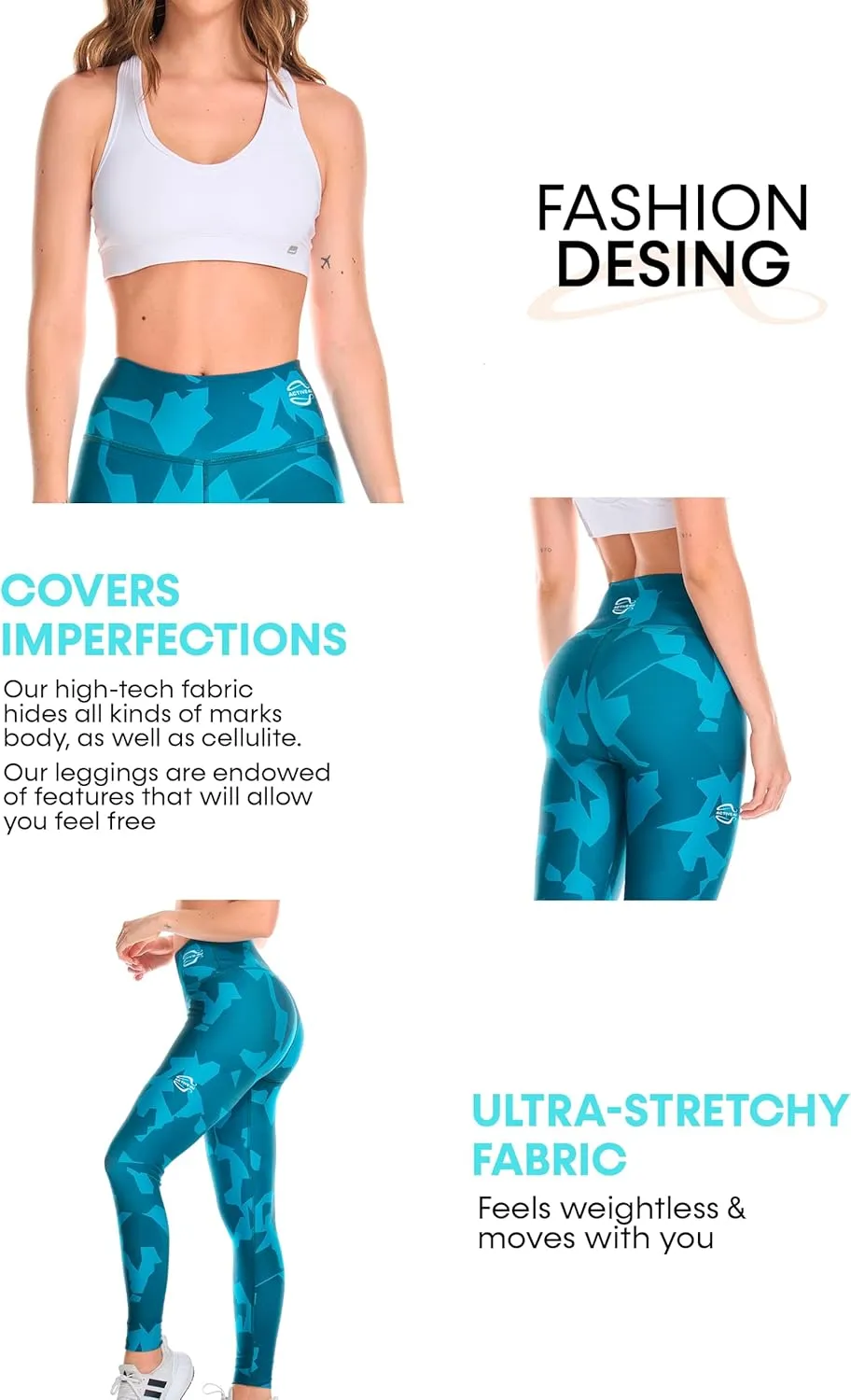 A4U Workout Leggings for Women Activewear Pants Printed Compression Pants