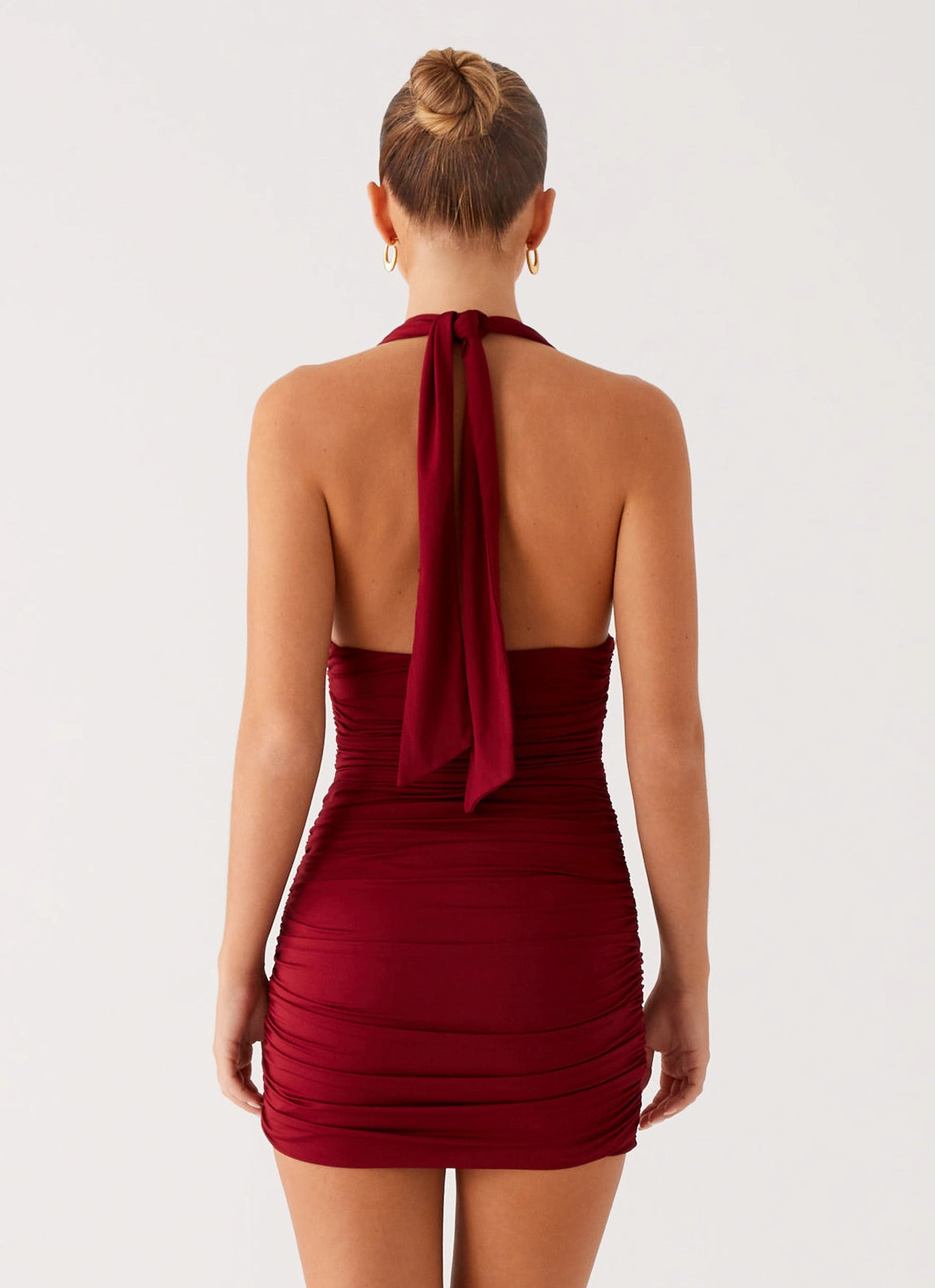 Form Focus Abelia Halter Mini Dress - Maroon