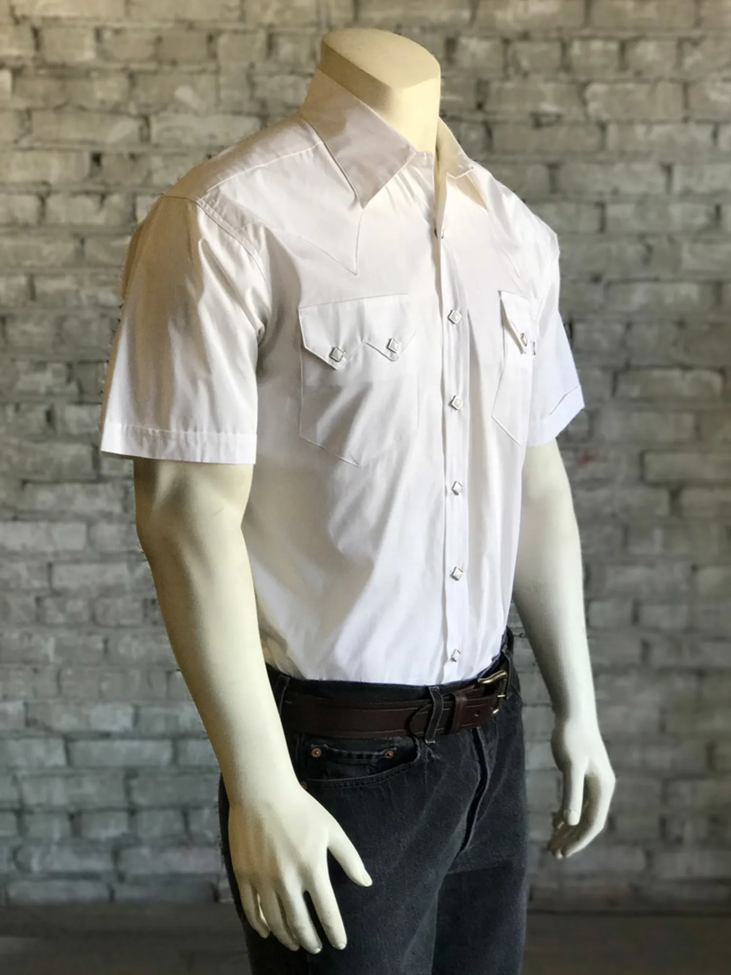 Rockmount Mens White Cotton Blend Western Snap S/S Shirt Urban Style
