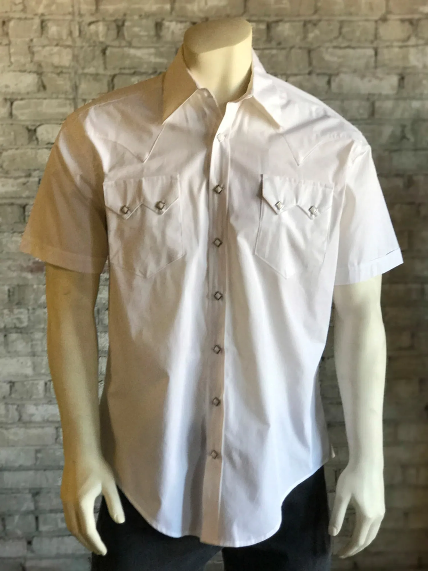 Thermal Regulation Fabric All-Season Wear Rockmount Mens White Cotton Blend Western Snap S/S Shirt