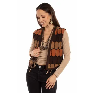 Abrasion resistant Scully Womens Patch Fringe Multi-color Leather Leather Vest Straight Cut Scully Womens Patch Fringe Multi-color Leather Leather Vest