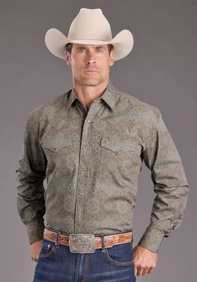 Abstract art Stetson Mens 2395 Victorian Paisley Brown 100% Cotton L/S Shirt Stetson Mens 2395 Victorian Paisley Brown 100% Cotton L/S Shirt Split hem Mountain Retreat