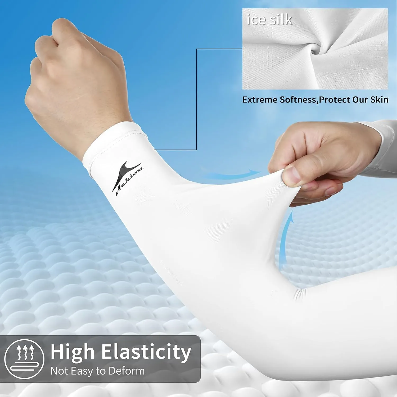 Achiou Cooling Ice Silk Arm Sleeves, Summer UV Sun Protection Compression Sleeves UPF 50  for Women Volleyball Youth Sports