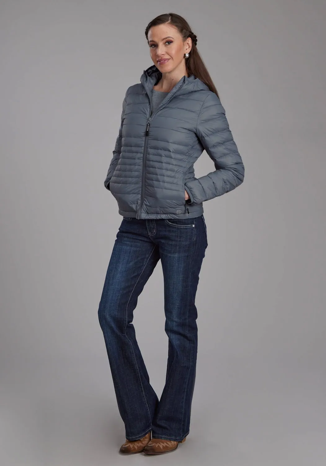 Outfit Plan Chill Outfit Roper Womens Parachute Down Fill Silver Blue 100% Nylon Softshell Jacket