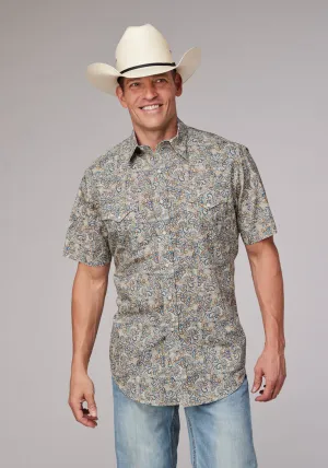 Active Fashion Roper Mens Sketchy Paisley Brown 100% Cotton S/S Shirt Non Iron Material Roper Mens Sketchy Paisley Brown 100% Cotton S/S Shirt