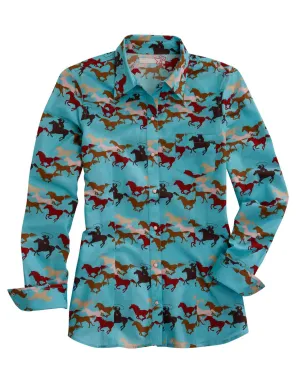 Active Fashion Tin Haul Womens Wild Mustang Green 100% Cotton L/S Shirt Lightweight texture Minimal Design Tin Haul Womens Wild Mustang Green 100% Cotton L/S Shirt