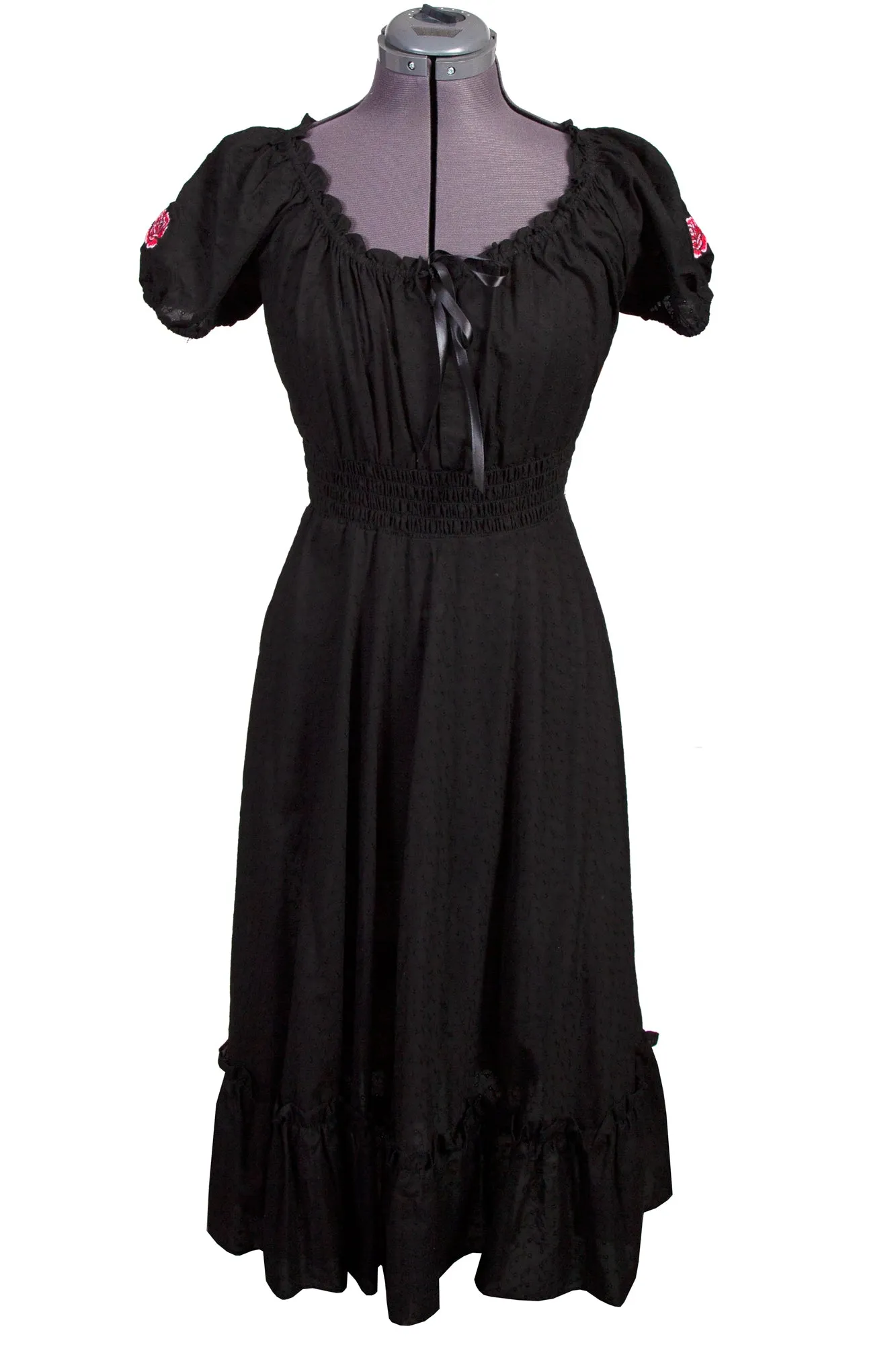 Scully Womens Black 100% Cotton Solid Eyelet S/S Dress Daily Wear Breathable Classic Quick Matchup