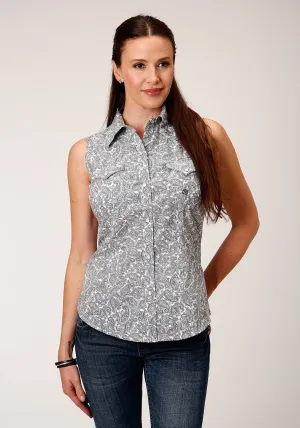 Active Layer Roper Womens White/Grey 100% Cotton Line Paisley S/L Shirt Roper Womens White/Grey 100% Cotton Line Paisley S/L Shirt Minimalist Look