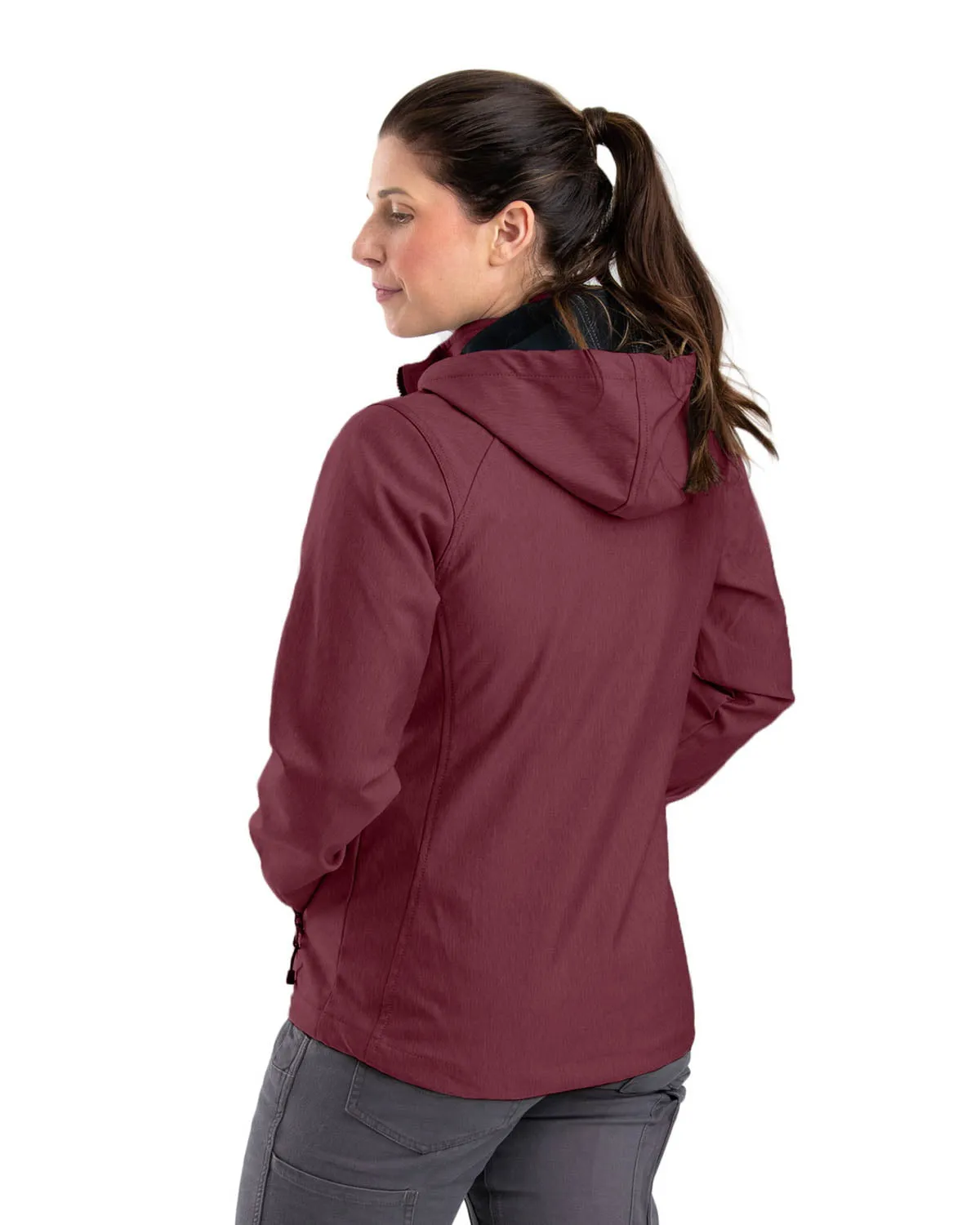 Berne Maroon Polyester Ladies Eiger Hooded Softshell Flexible Knee Panels