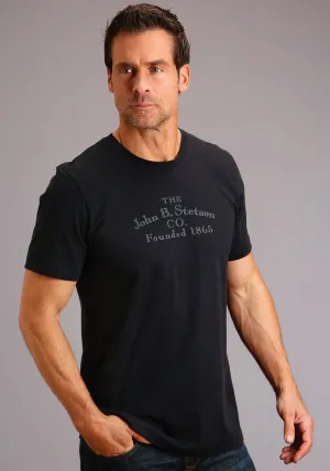 Active Look Stetson Mens Black 100% Cotton Founded Logo S/S T-Shirt Stetson Mens Black 100% Cotton Founded Logo S/S T-Shirt Fashion staples