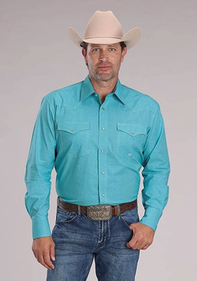 Active Wear Roper Mens 2510 Stretch Mini Check Turquoise Cotton Blend L/S Shirt Roper Mens 2510 Stretch Mini Check Turquoise Cotton Blend L/S Shirt Everyday Fashion Fashionable Look