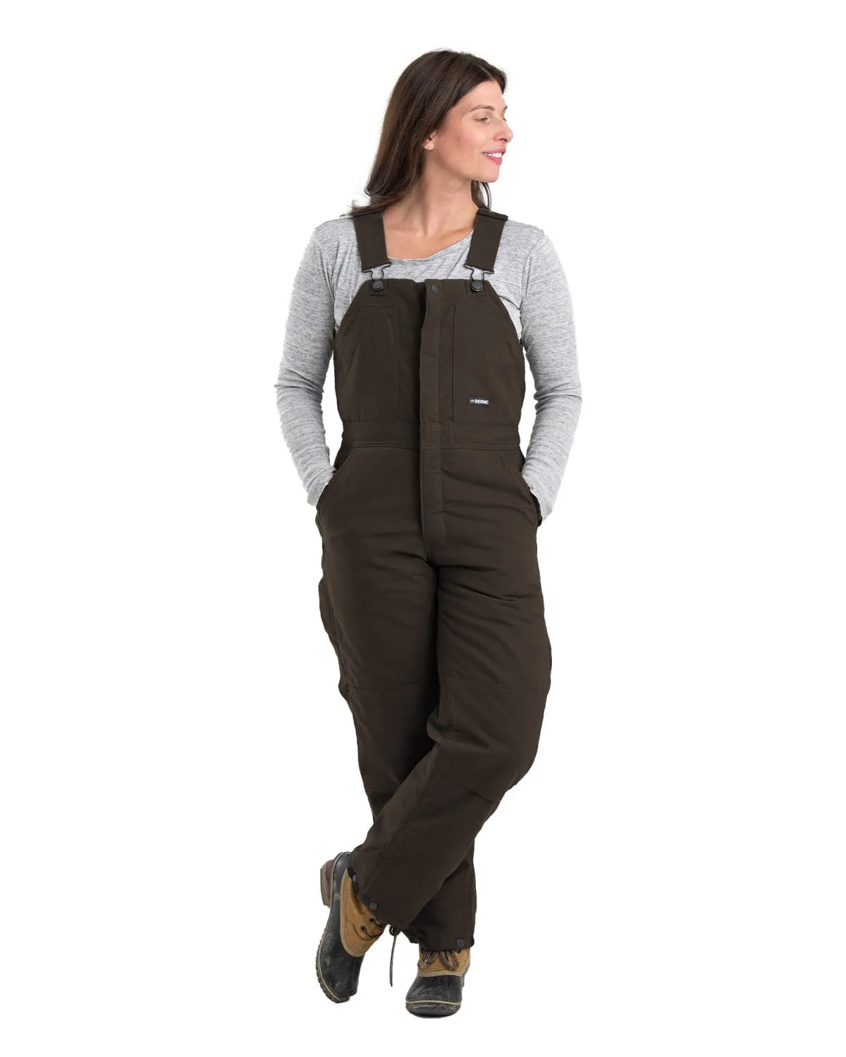 Couple Look Modern Berne Apparel Womens Softstone Duck Insulated Dark Brown 100% Cotton Bib Overall