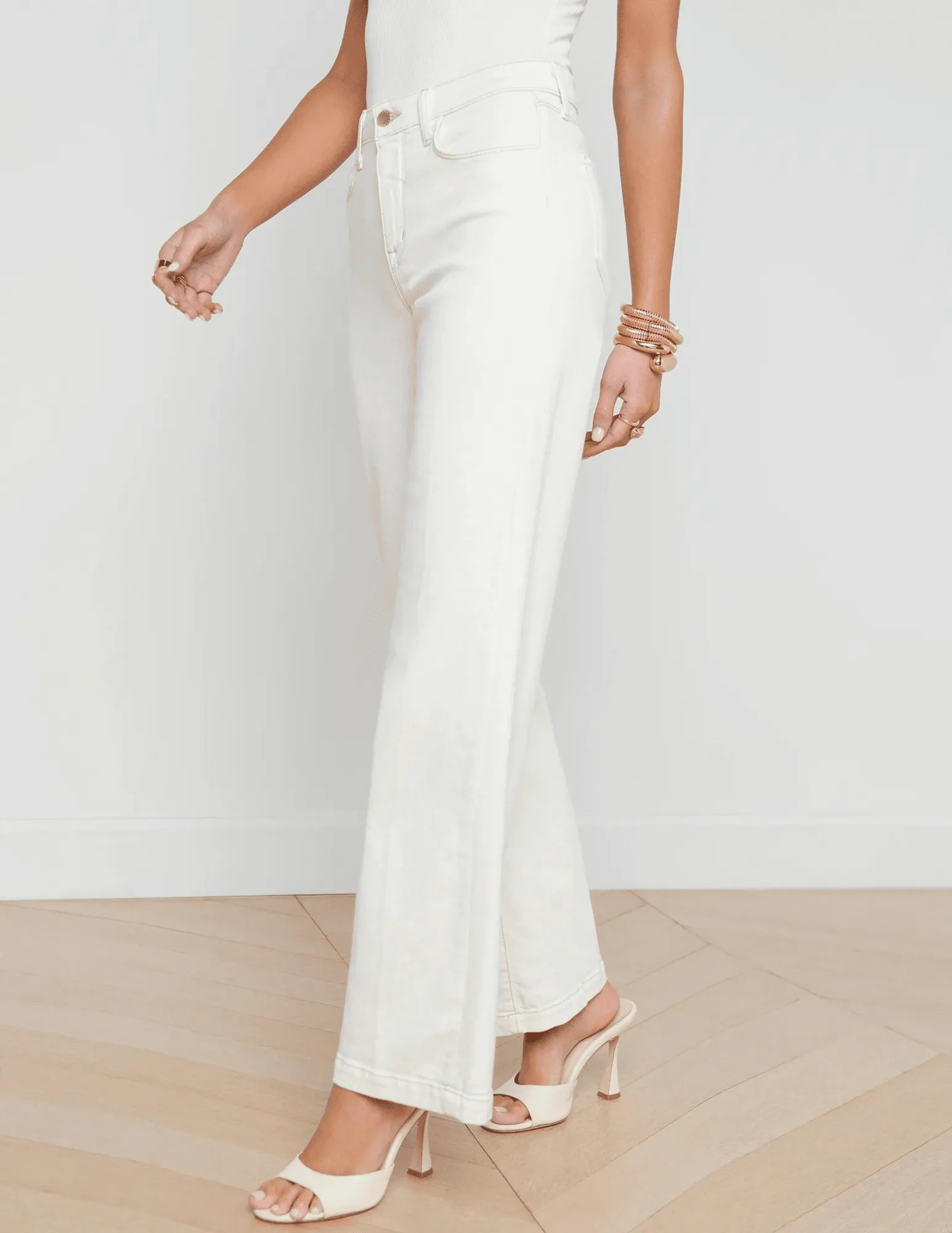 L??AGENCE Scottie High Rise Wide Leg Jeans In Macadamia Night Out Daily Wear Comfy Option