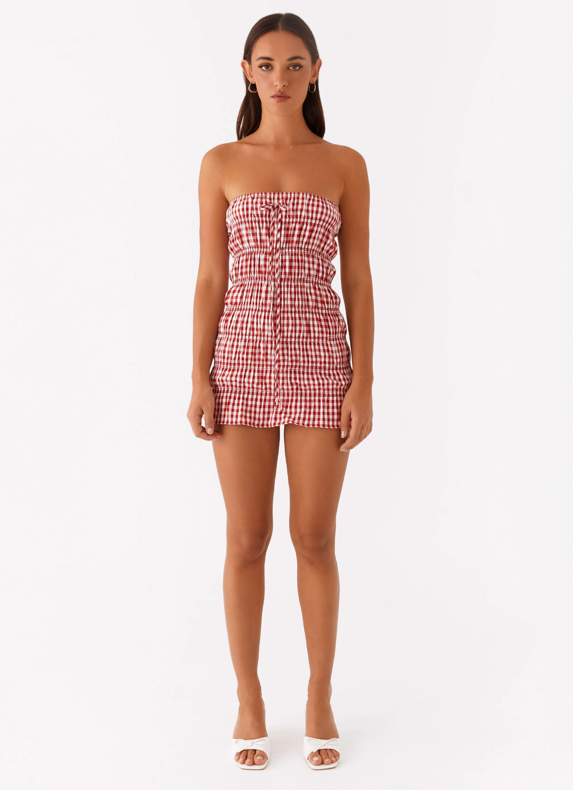 Matte-Lining Adele Mini Dress - Red Gingham