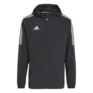 Adidas Tiro 21 Men's Black Windbreaker Sweatshirt with AeroReady Technology