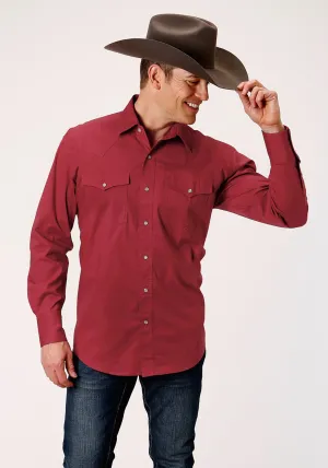 Adjustable Cuff Roper Mens Red Cotton Blend Stretch Poplin L/S Tall Shirt Weekend Adventure Roper Mens Red Cotton Blend Stretch Poplin L/S Tall Shirt