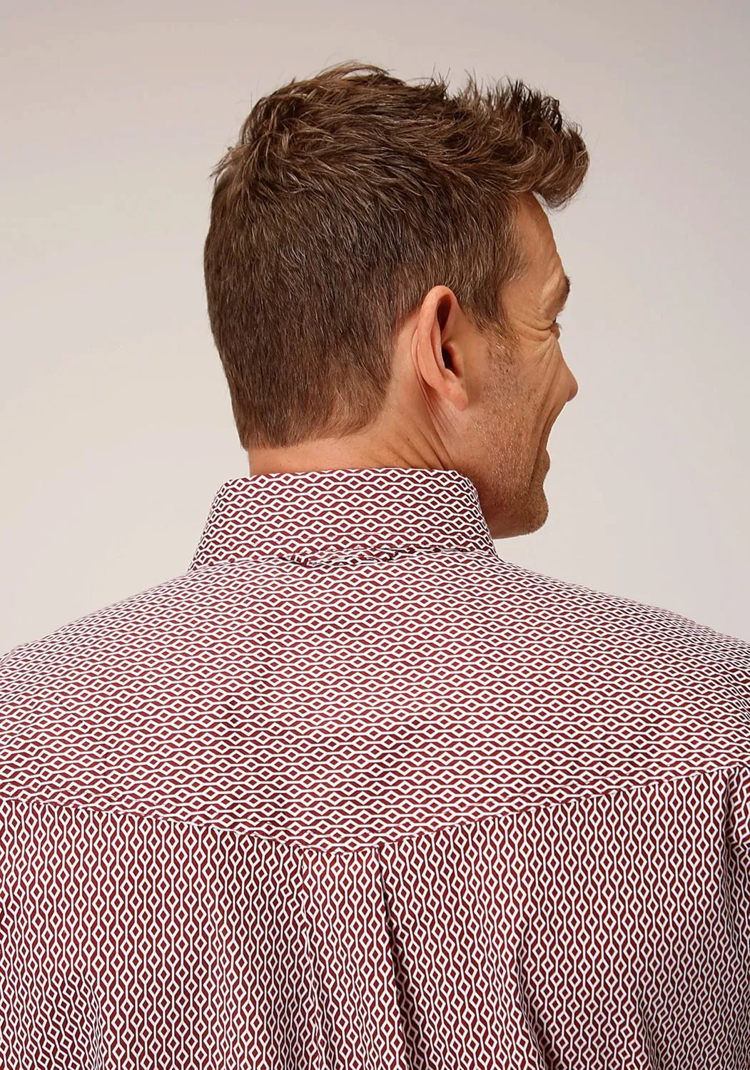 Designer Touch Roper Mens Climbing Diamond Red Cotton Blend S/S Shirt