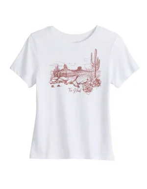 Adjustable Hem Tin Haul Womens Red Desert Scene White Cotton Blend S/S T-Shirt Anti Pilling Finish Tin Haul Womens Red Desert Scene White Cotton Blend S/S T-Shirt