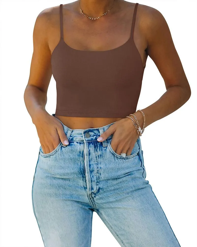 Adjustable Spaghetti Strap Seamless Camisole Crop Tops