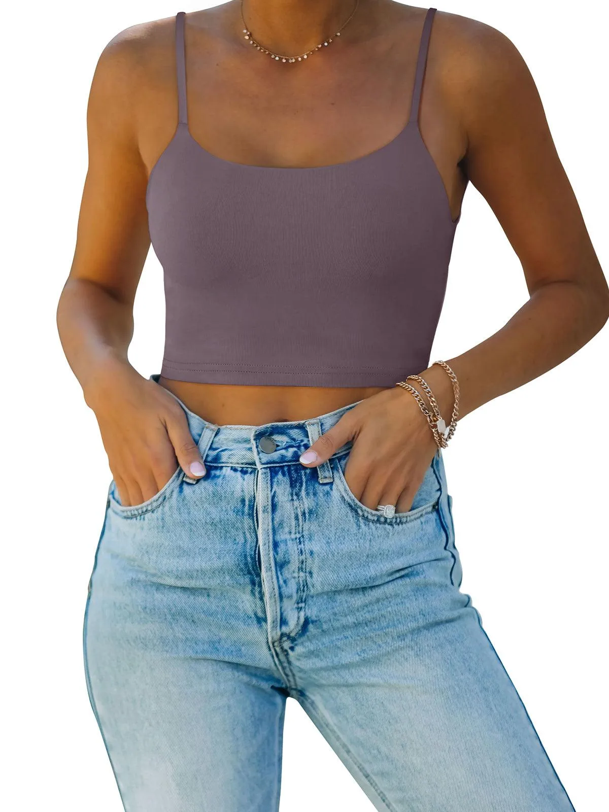 Adjustable Spaghetti Strap Seamless Camisole Crop Tops