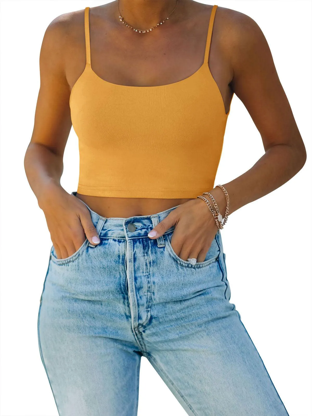 Adjustable Spaghetti Strap Seamless Camisole Crop Tops