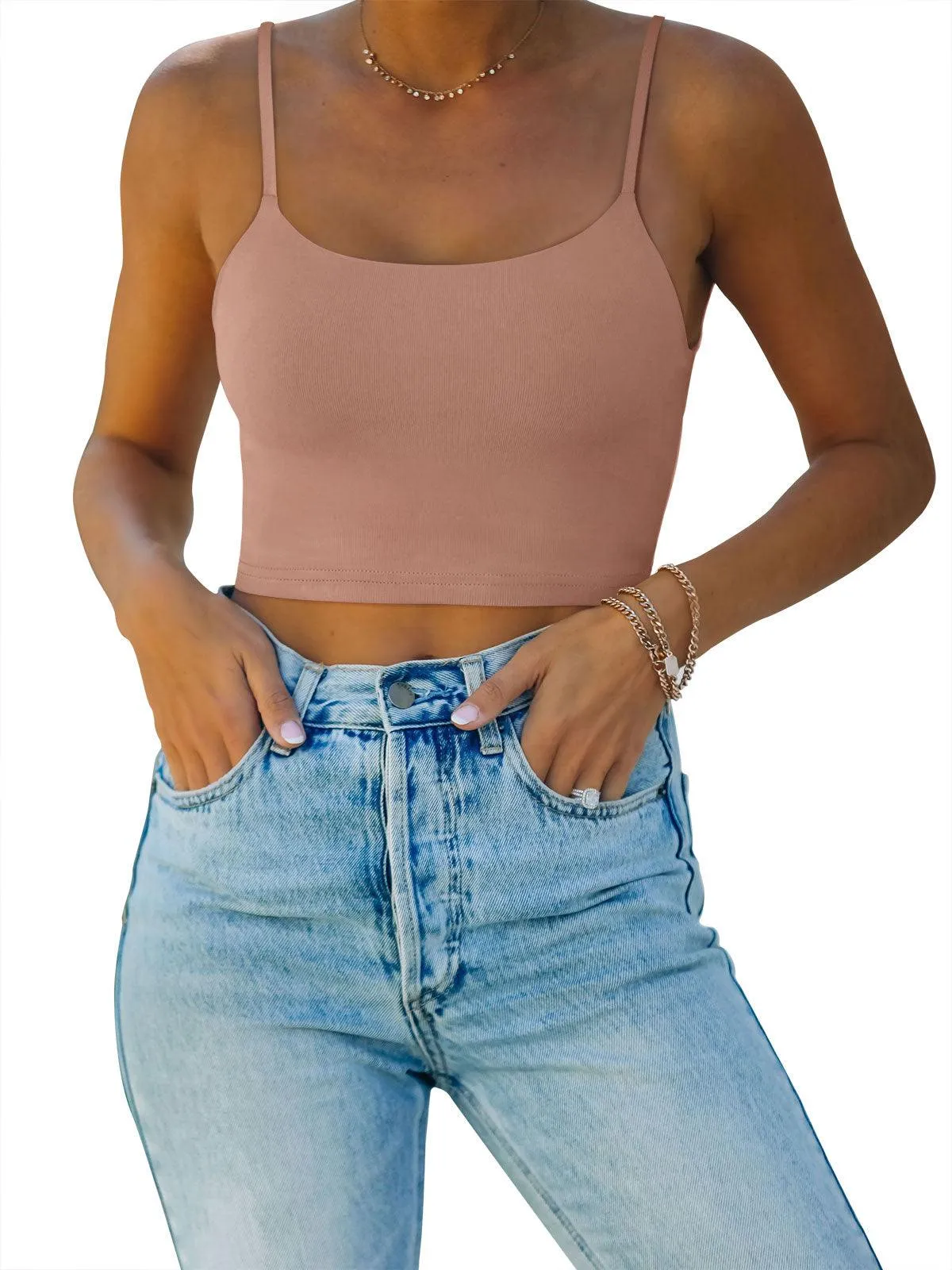 Adjustable Spaghetti Strap Seamless Camisole Crop Tops