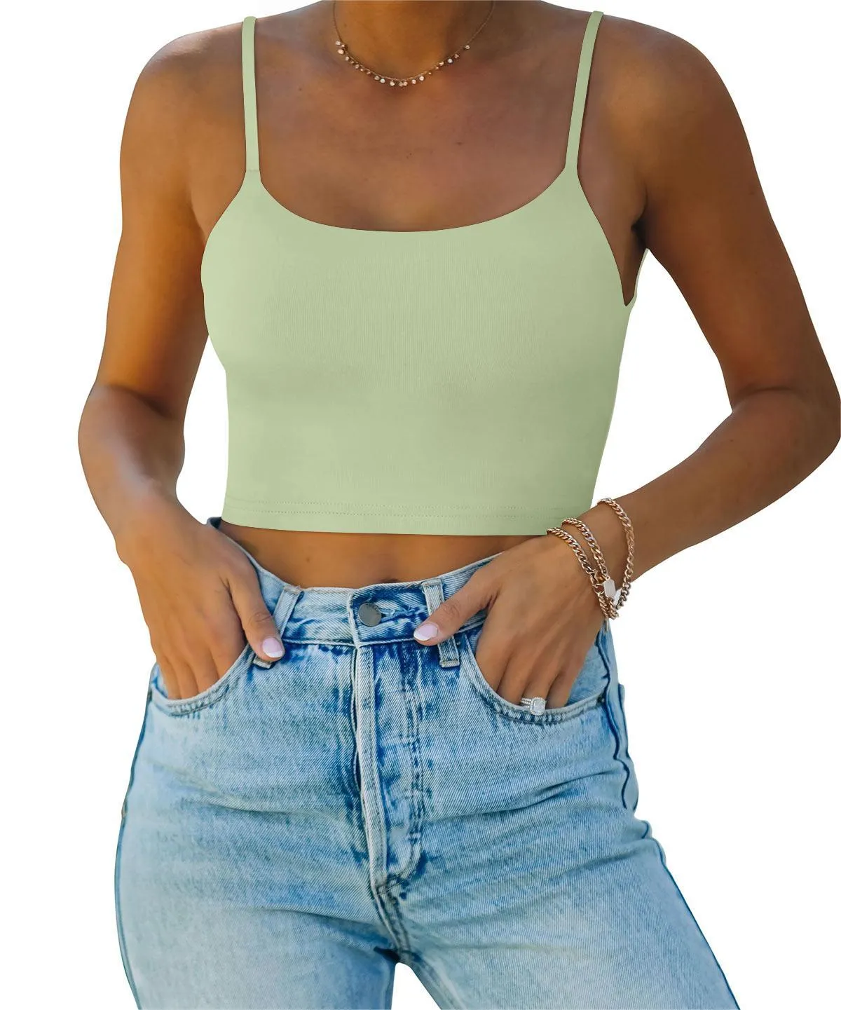 Adjustable Spaghetti Strap Seamless Camisole Crop Tops