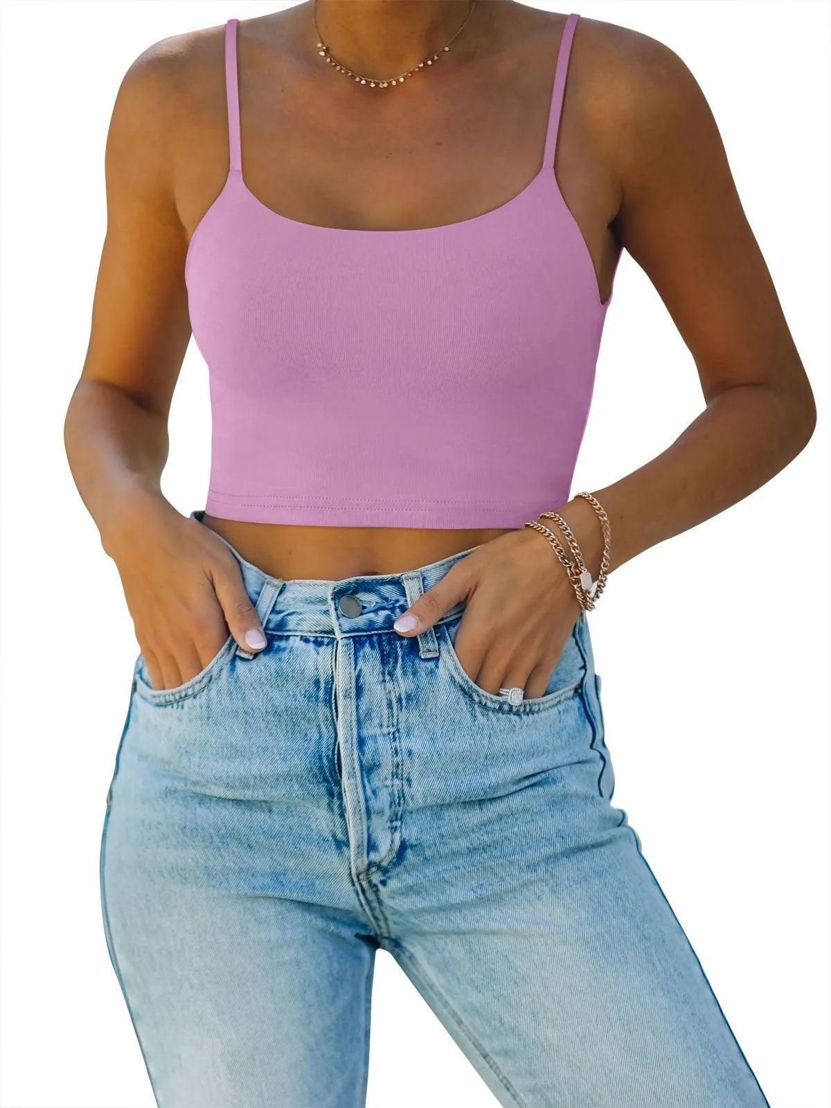 Adjustable Spaghetti Strap Seamless Camisole Crop Tops