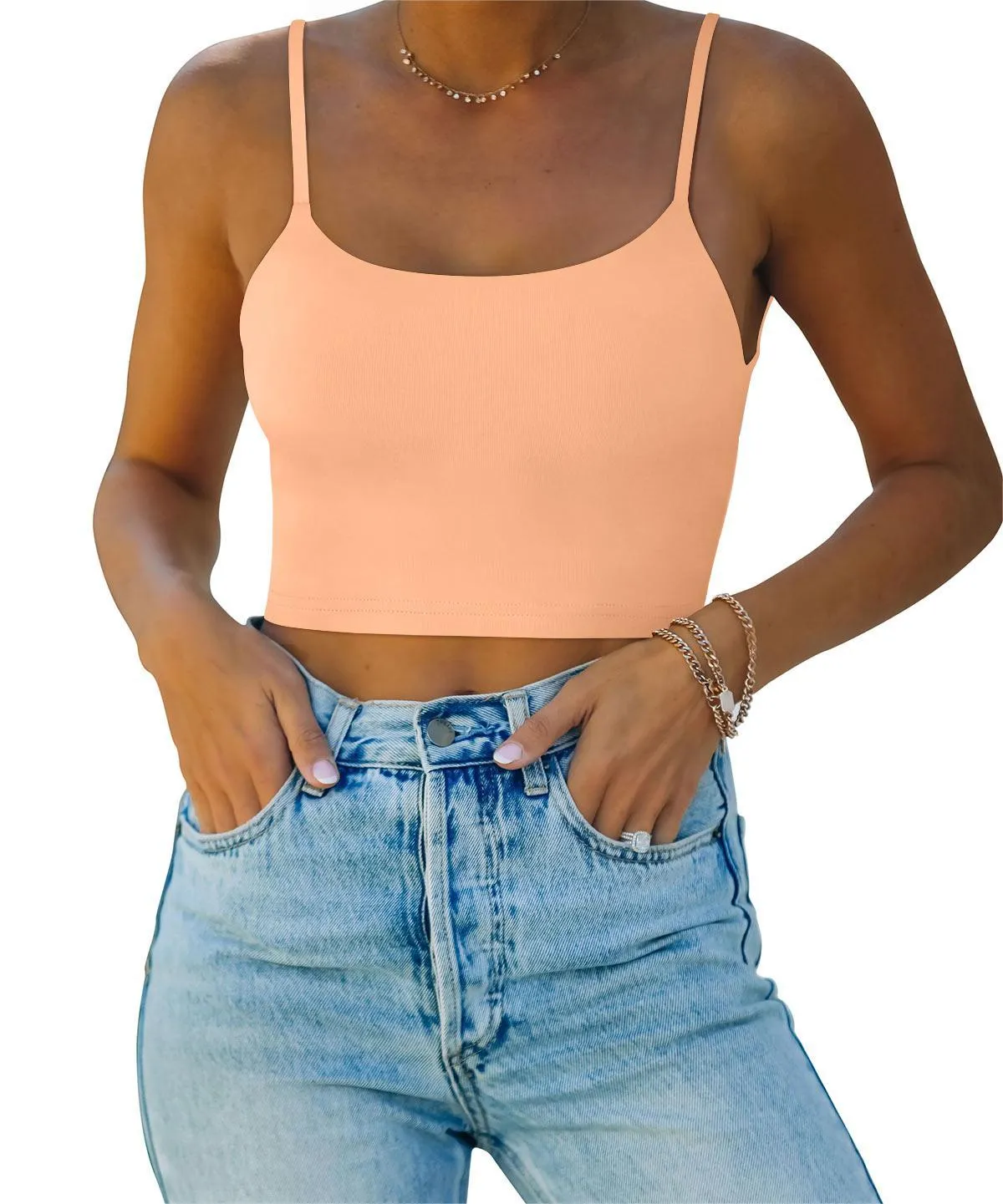 Adjustable Spaghetti Strap Seamless Camisole Crop Tops