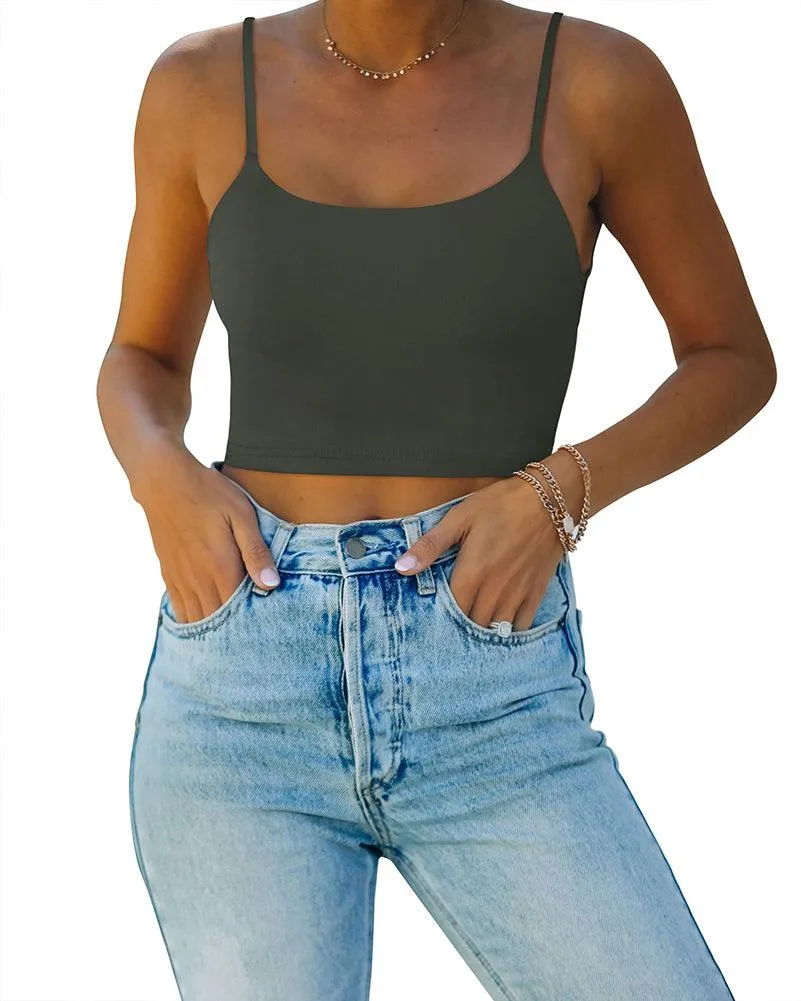Adjustable Spaghetti Strap Seamless Camisole Crop Tops