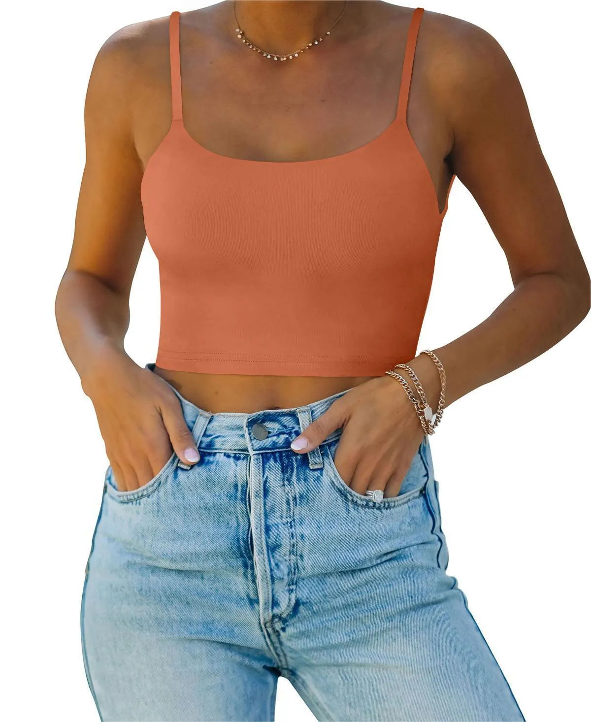 Adjustable Spaghetti Strap Seamless Camisole Crop Tops