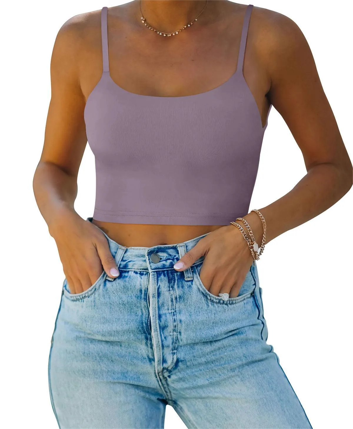 Adjustable Spaghetti Strap Seamless Camisole Crop Tops